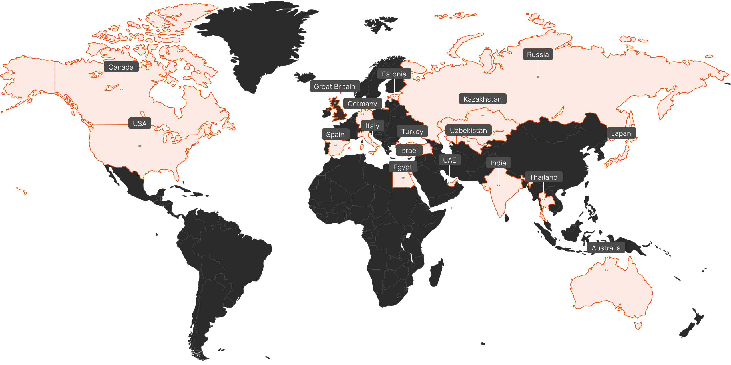 Clients map (desktop version, dark theme)