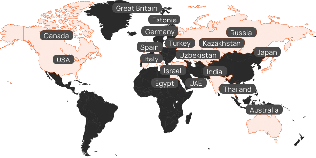 Clients map (mobile version, dark theme)