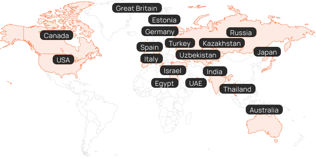 Clients map (mobile version, light theme)